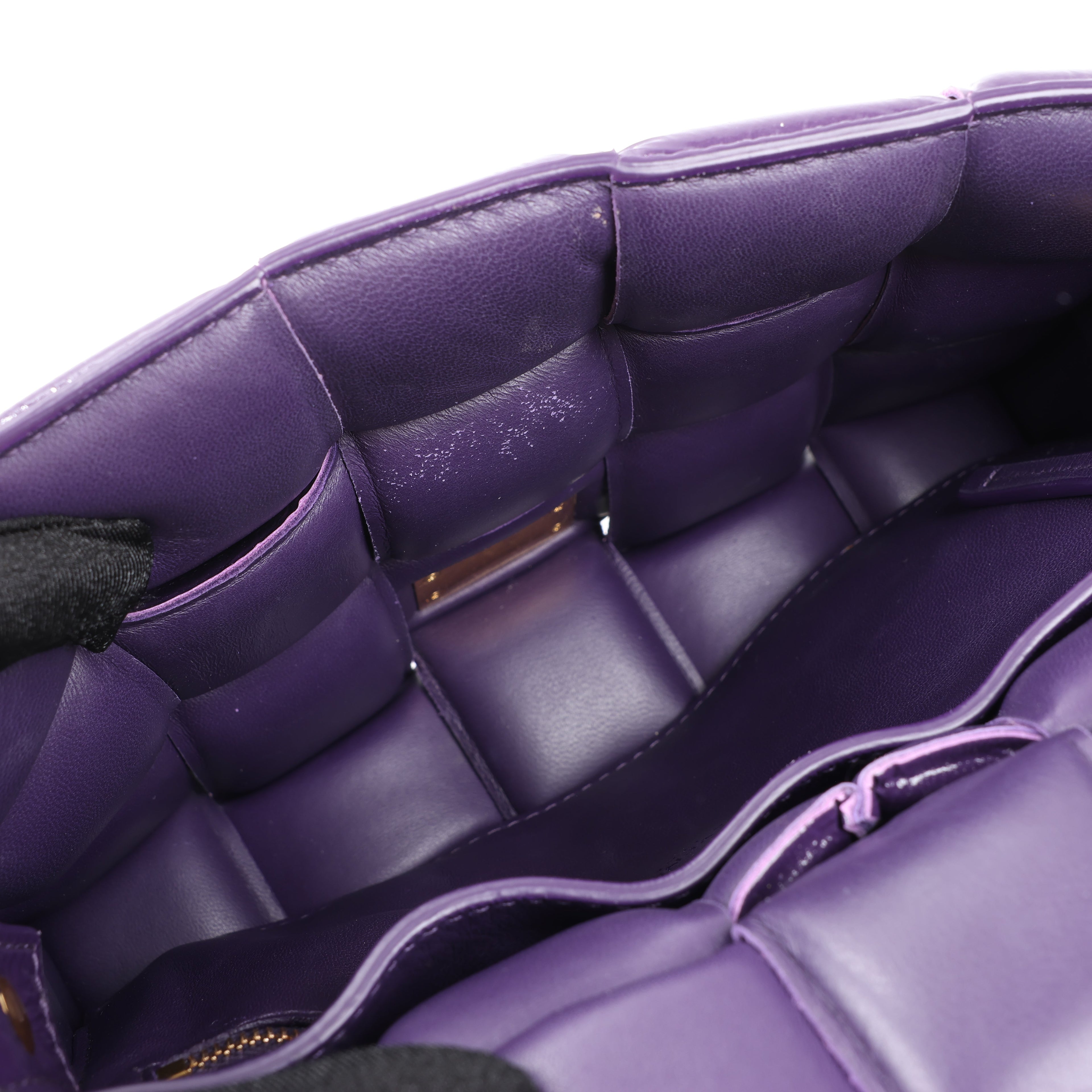 Bottega Veneta Padded Cassette Maxi Intrecciato Leather Shoulder Bag in Purple