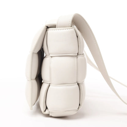 Bottega Veneta Padded Cassette Maxi Intrecciato Leather Shoulder Bag in Ecru