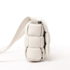 Bottega Veneta Padded Cassette Maxi Intrecciato Leather Shoulder Bag in Ecru
