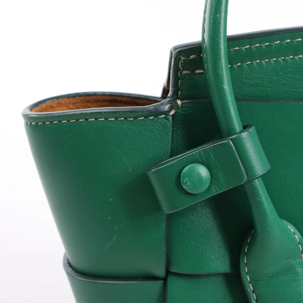 Bottega Veneta Arco Mini Leather Maxi Intrecciato 2Way Handbag in Green