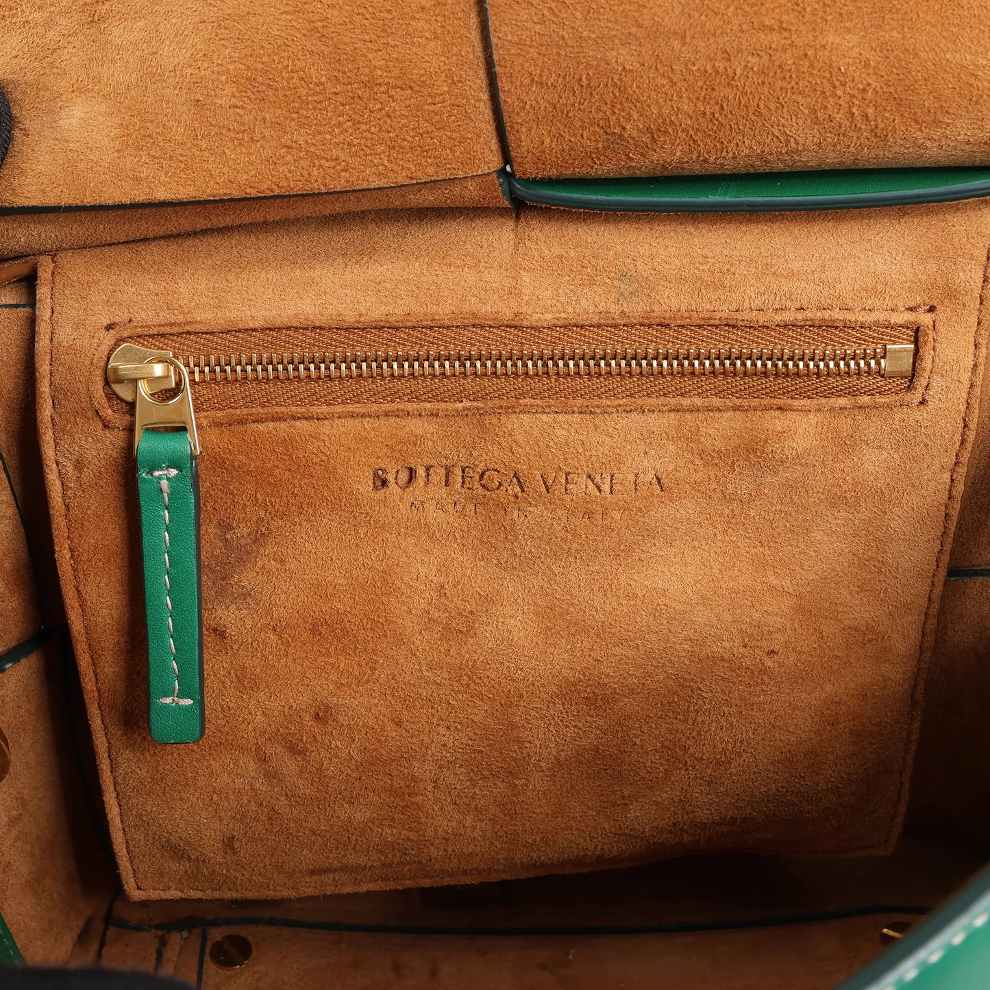 Bottega Veneta Arco Mini Leather Maxi Intrecciato 2Way Handbag in Green