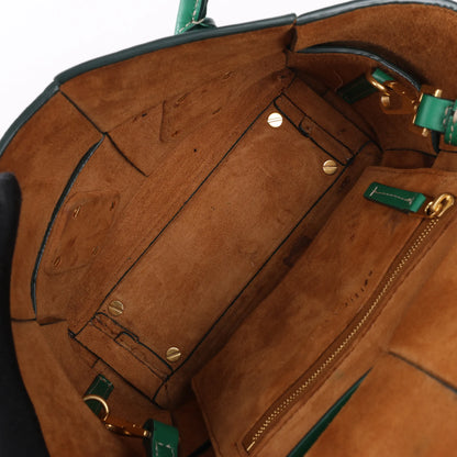 Bottega Veneta Arco Mini Leather Maxi Intrecciato 2Way Handbag in Green