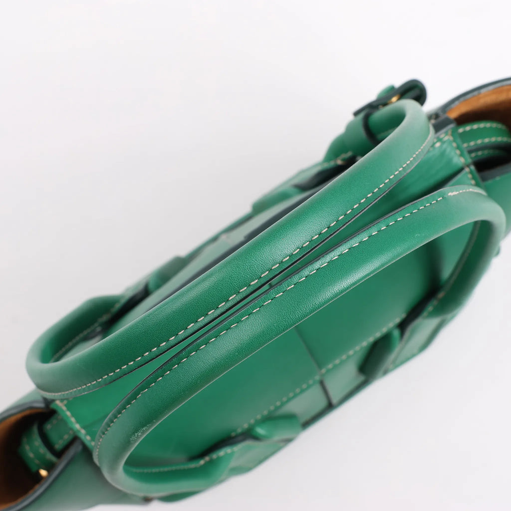 Bottega Veneta Arco Mini Leather Maxi Intrecciato 2Way Handbag in Green