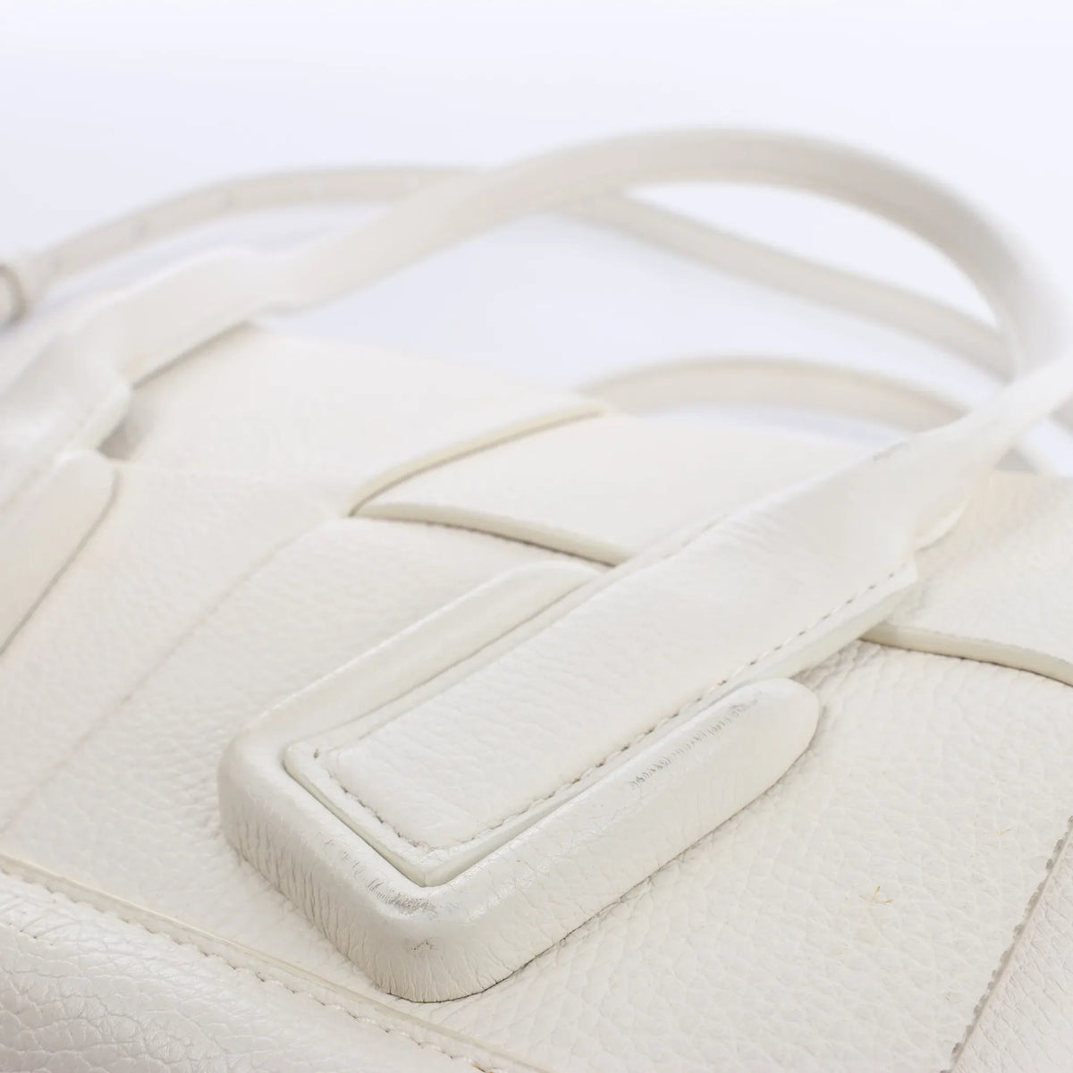 Bottega Veneta Arco Mini Leather Maxi Intrecciato 2Way Handbag in White