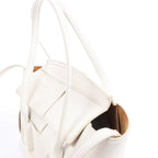 Bottega Veneta Arco Mini Leather Maxi Intrecciato 2Way Handbag in White
