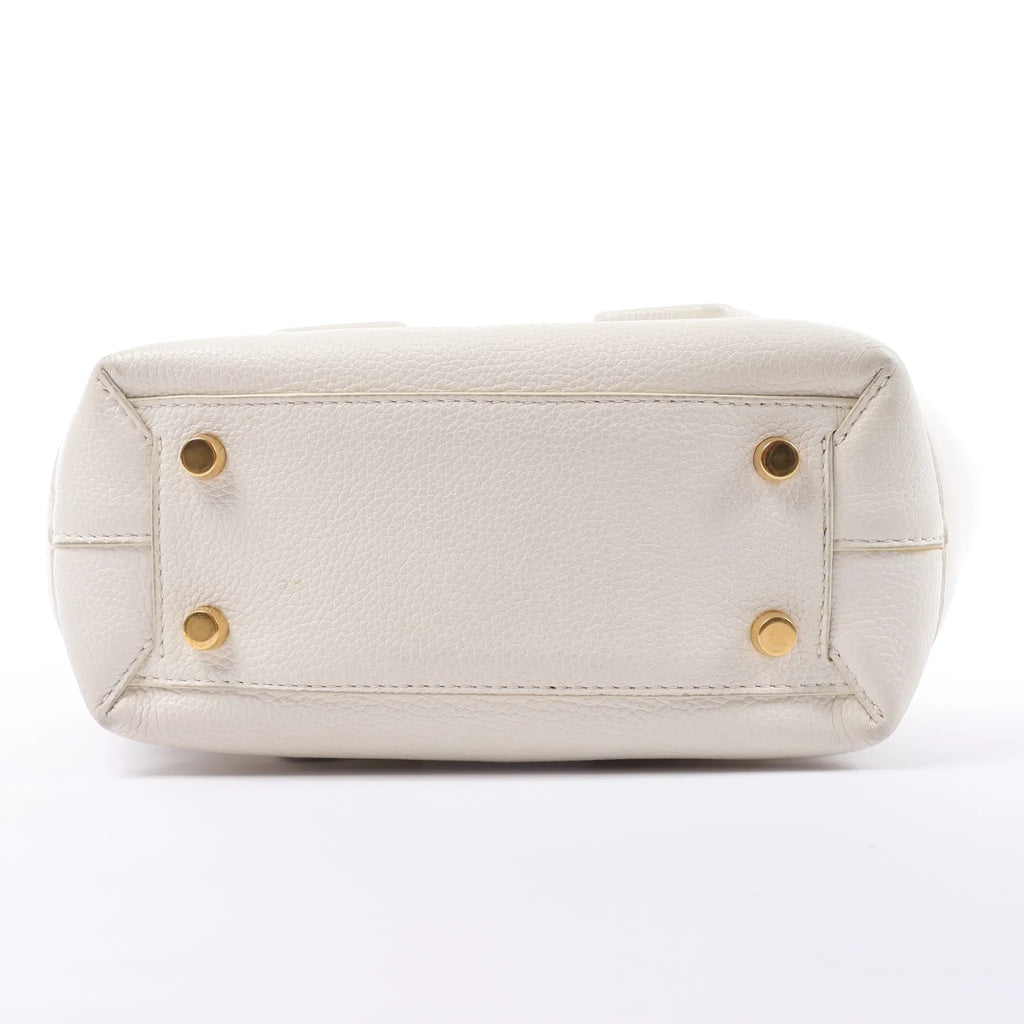 Bottega Veneta Arco Mini Leather Maxi Intrecciato 2Way Handbag in White