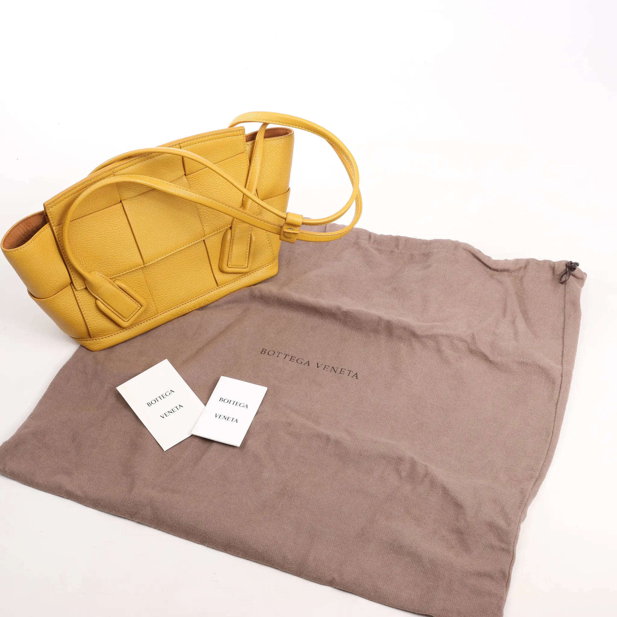 Bottega Veneta Mini Arco Maxi Intrecciato Leather Handbag in Yellow