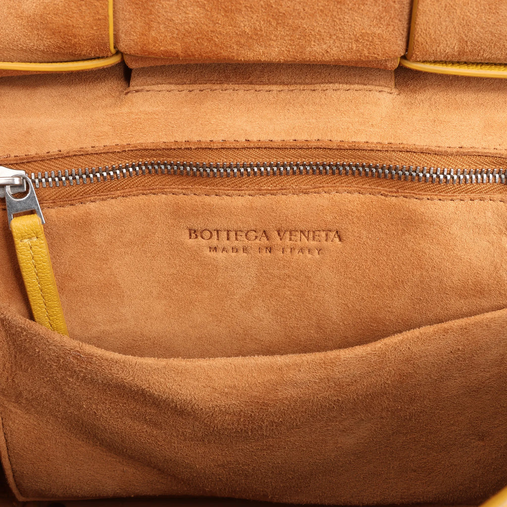 Bottega Veneta Mini Arco Maxi Intrecciato Leather Handbag in Yellow