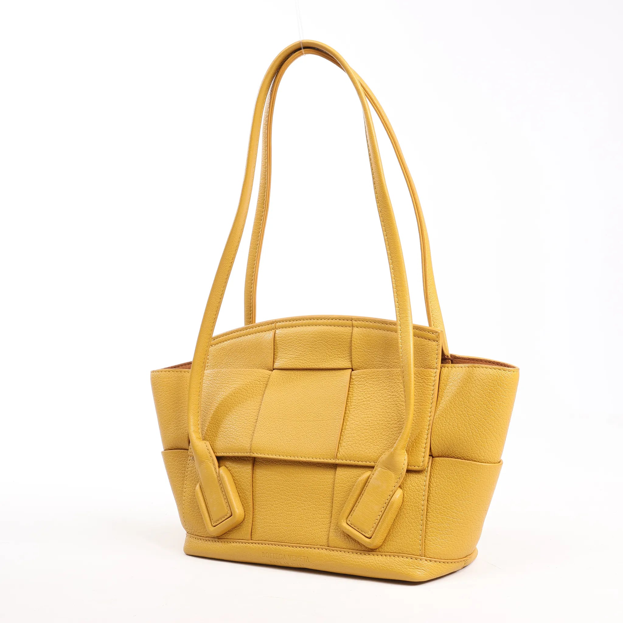 Bottega Veneta Mini Arco Maxi Intrecciato Leather Handbag in Yellow