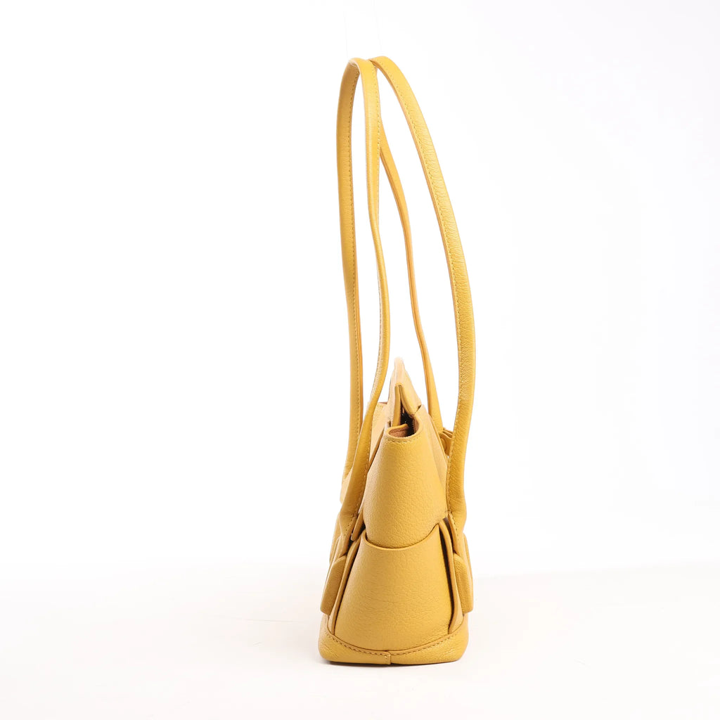 Bottega Veneta Mini Arco Maxi Intrecciato Leather Handbag in Yellow
