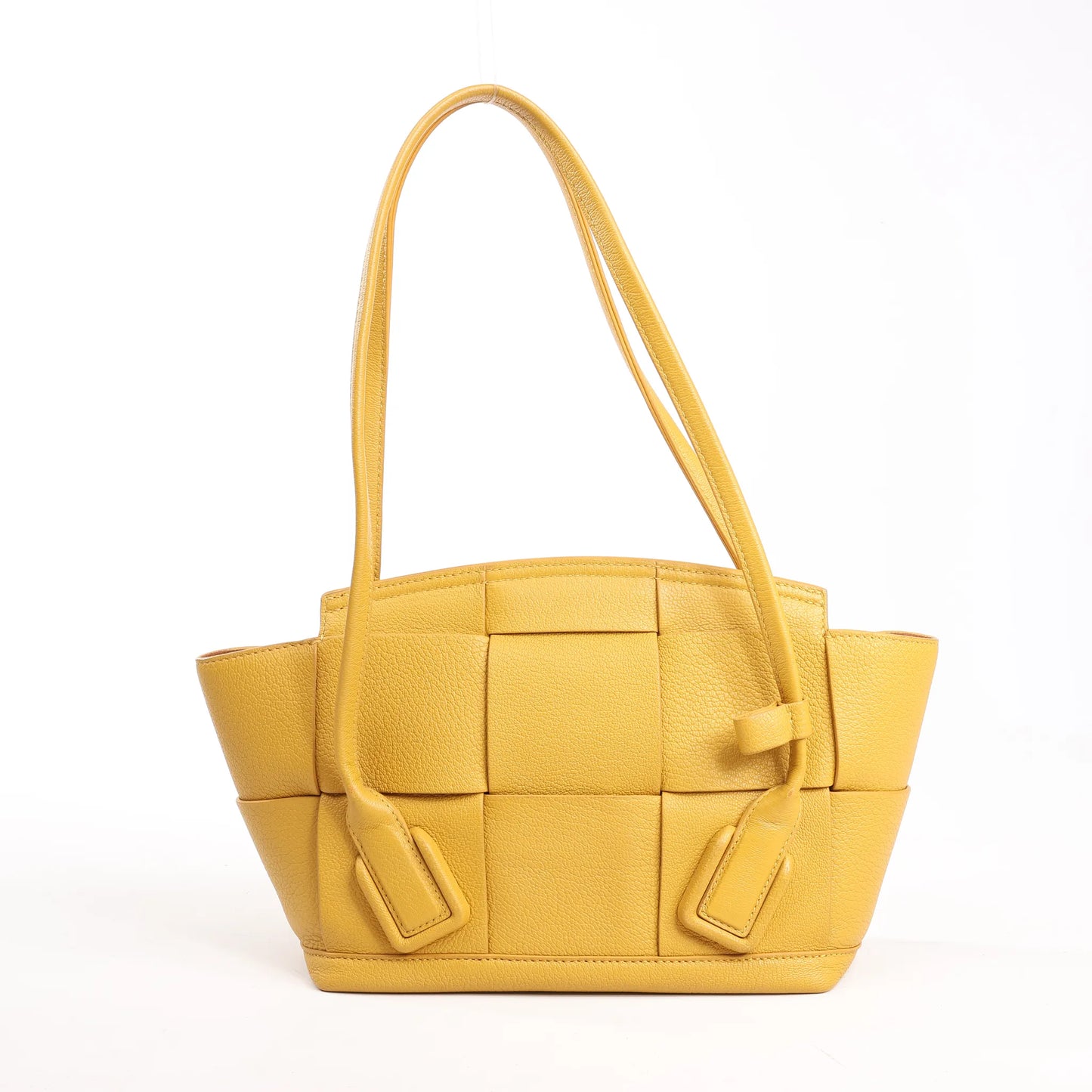 Bottega Veneta Mini Arco Maxi Intrecciato Lederhandtasche in Gelb