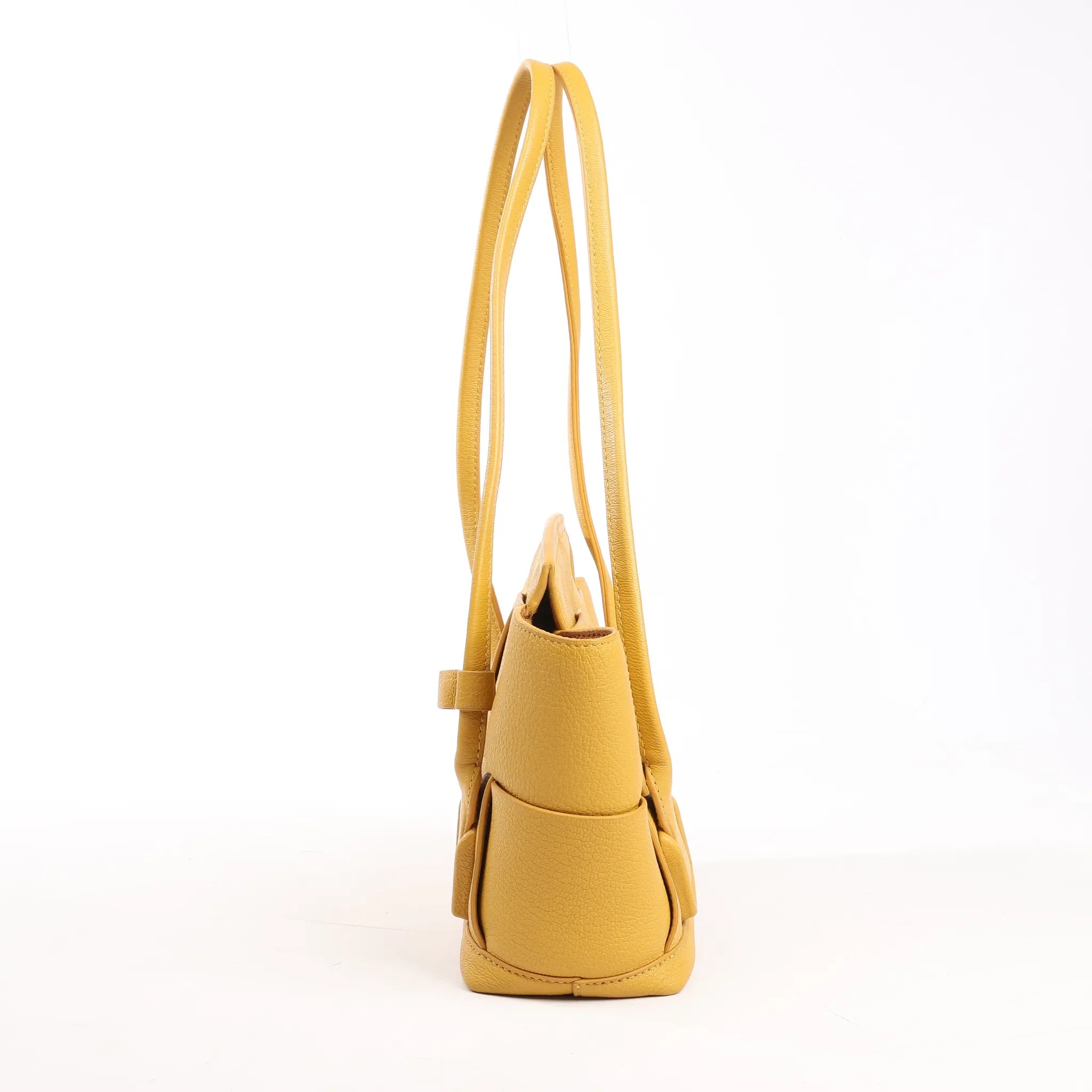 Bottega Veneta Mini Arco Maxi Intrecciato Leather Handbag in Yellow