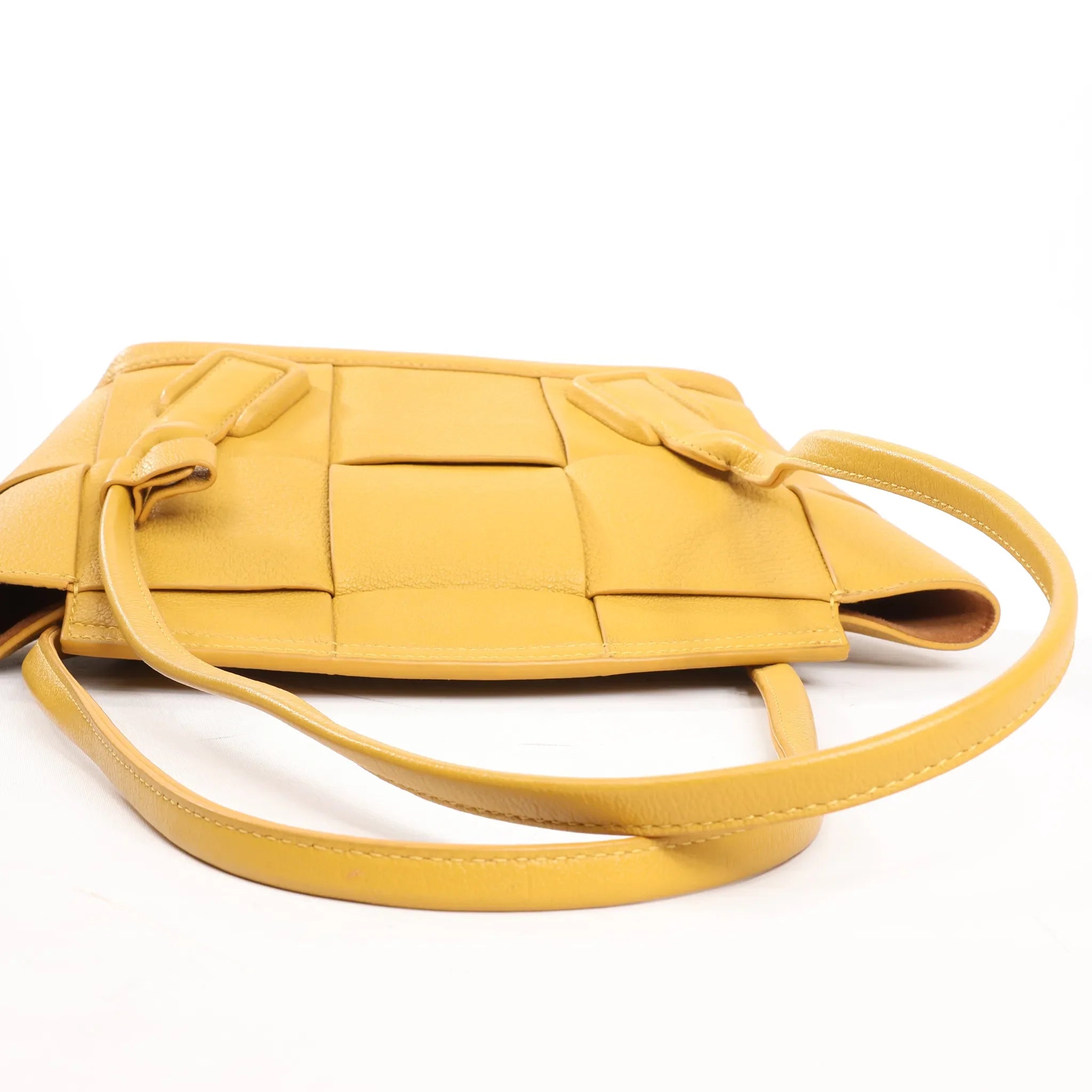 Bottega Veneta Mini Arco Maxi Intrecciato Leather Handbag in Yellow