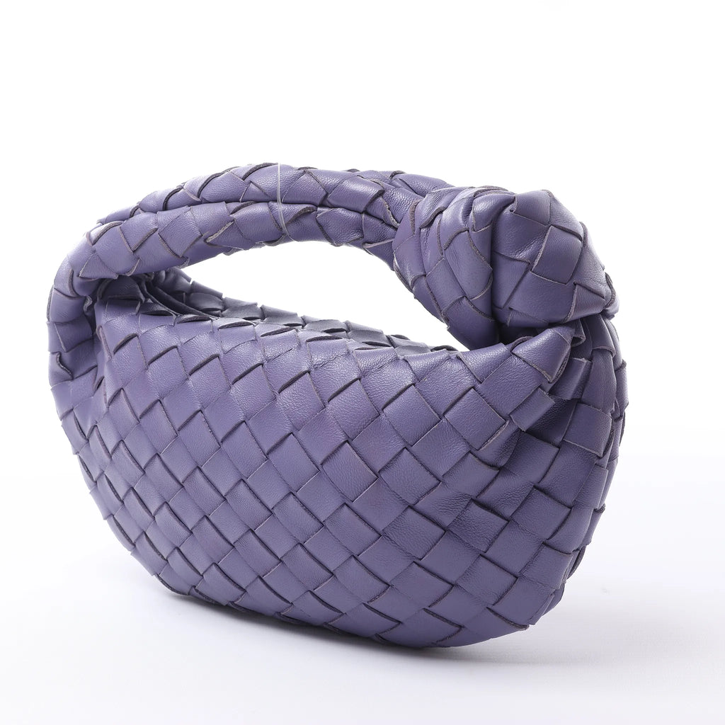 Bottega Veneta Jodie Mini Intrecciato Leather Handbag in Purple