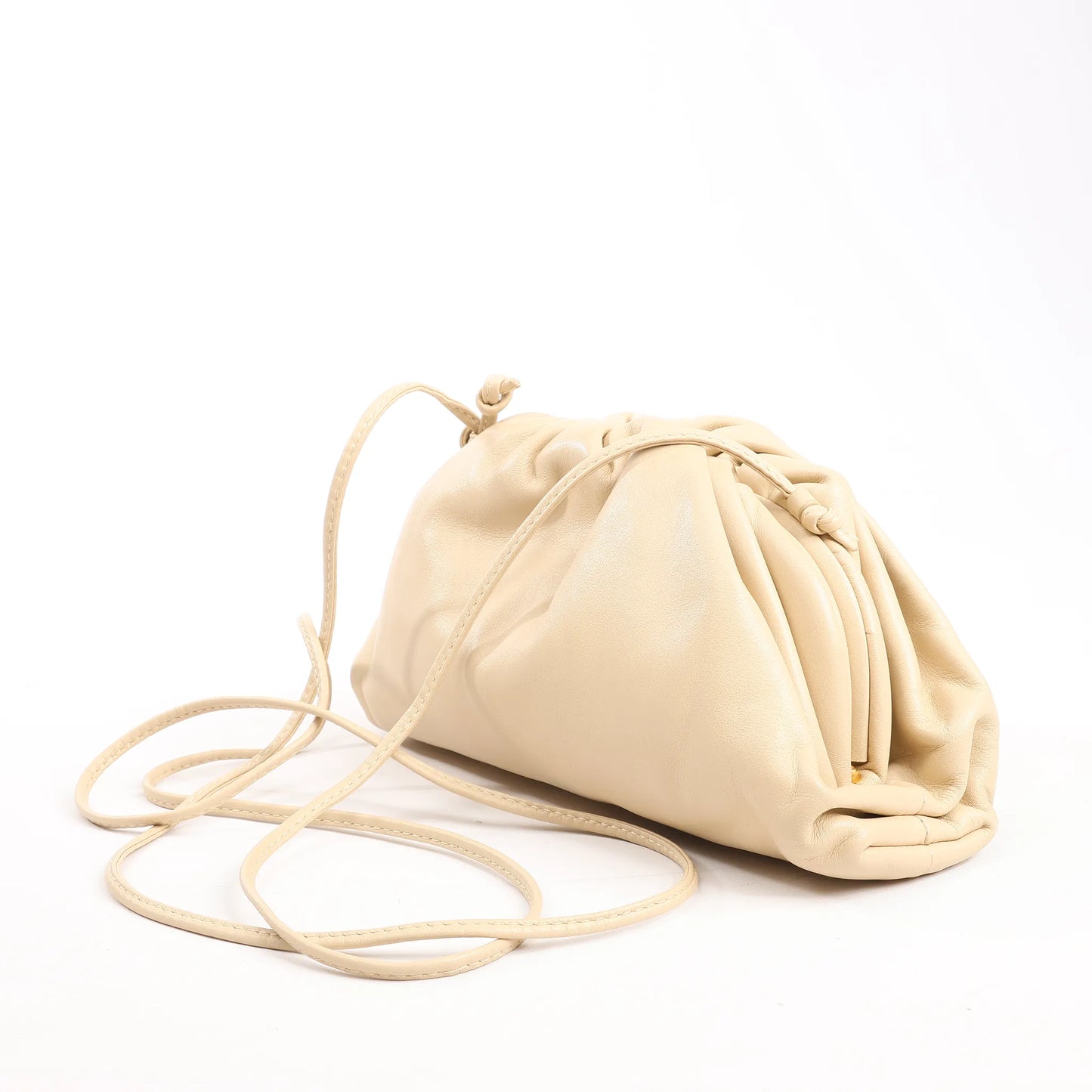 Bottega Veneta Mini The Pouch Leather Crossbody bag in Beige