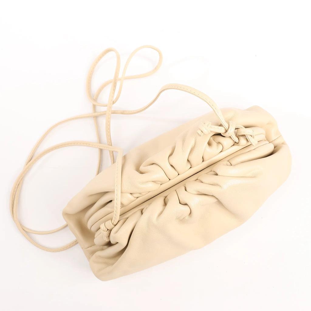 Bottega Veneta Mini The Pouch Leather Crossbody bag in Beige