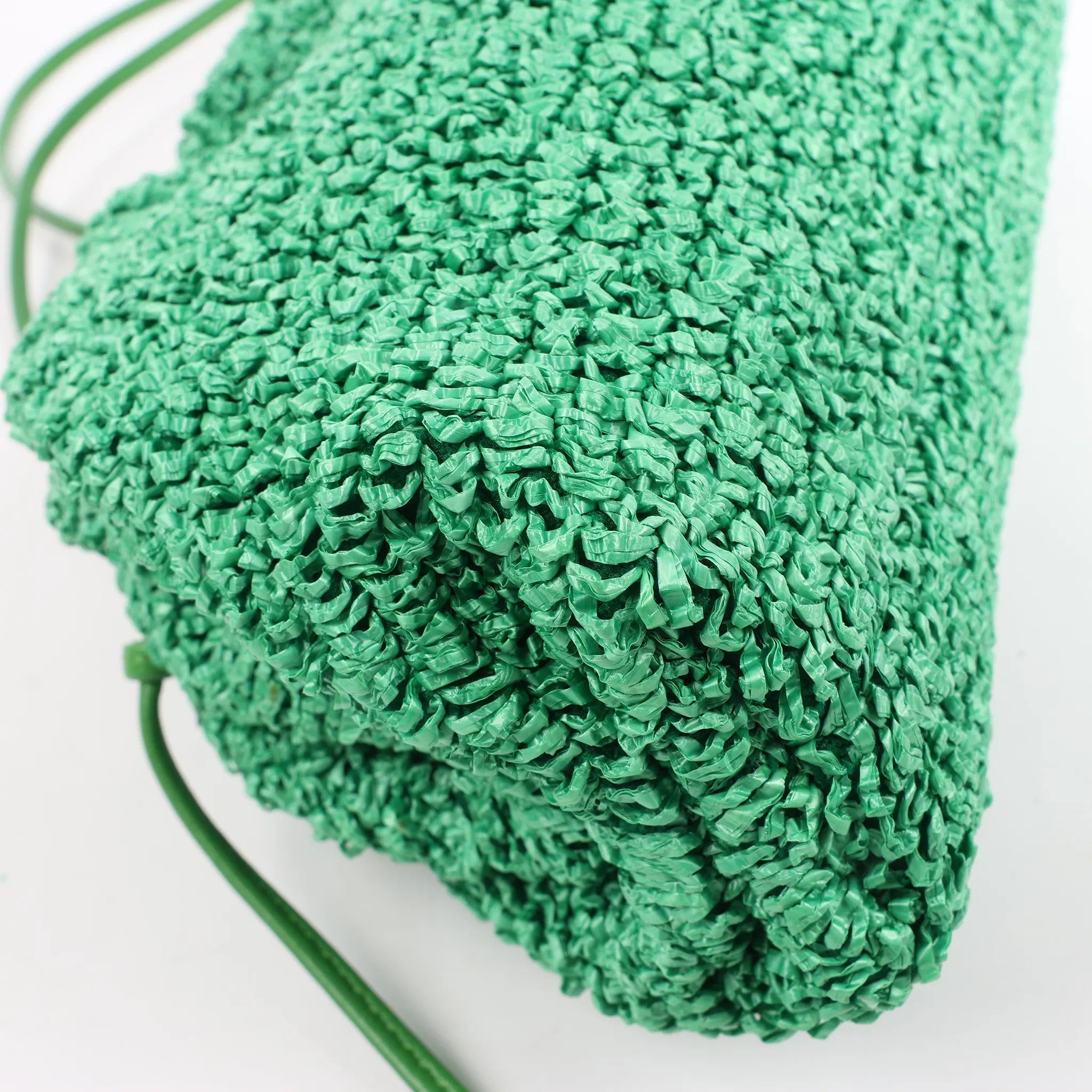Bottega Veneta The Pouch Mini Raffia x Leather Crossbody bag in Green