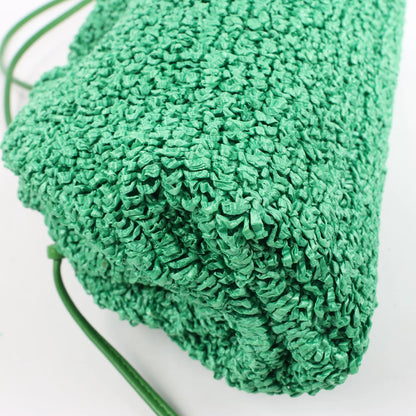 Bottega Veneta The Pouch Mini Raffia x Leather Crossbody bag in Green