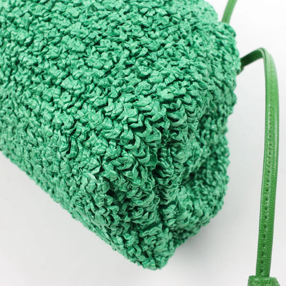 Bottega Veneta The Pouch Mini Raffia x Leather Crossbody bag in Green