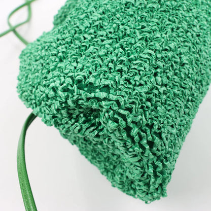Bottega Veneta The Pouch Mini Raffia x Leather Crossbody bag in Green