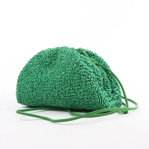 Bolso bandolera Bottega Veneta The Pouch Mini de rafia y piel en verde