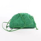 Bottega Veneta The Pouch Mini Raffia x Leather Crossbody bag in Green