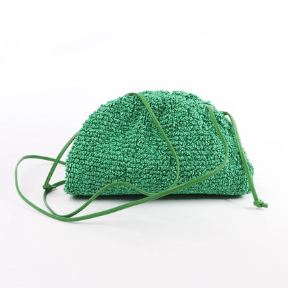 Bottega Veneta The Pouch Mini Raffia x Leather Crossbody bag in Green