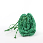 Bottega Veneta The Pouch Mini Raffia x Leather Crossbody bag in Green