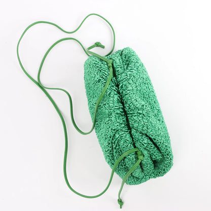 Bottega Veneta The Pouch Mini Raffia x Leather Crossbody bag in Green