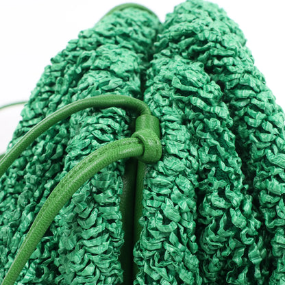 Bottega Veneta The Pouch Mini Raffia x Leather Crossbody bag in Green