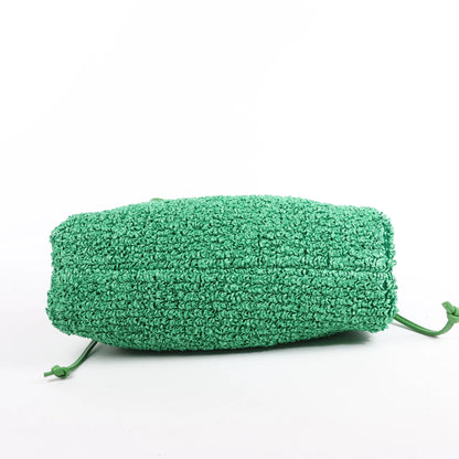 Bottega Veneta The Pouch Mini Raffia x Leather Crossbody bag in Green