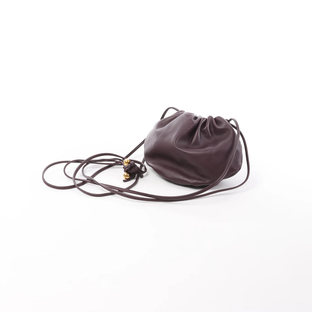 Bottega Veneta The Pouch Mini Leather Crossbody Bag in Burgundy