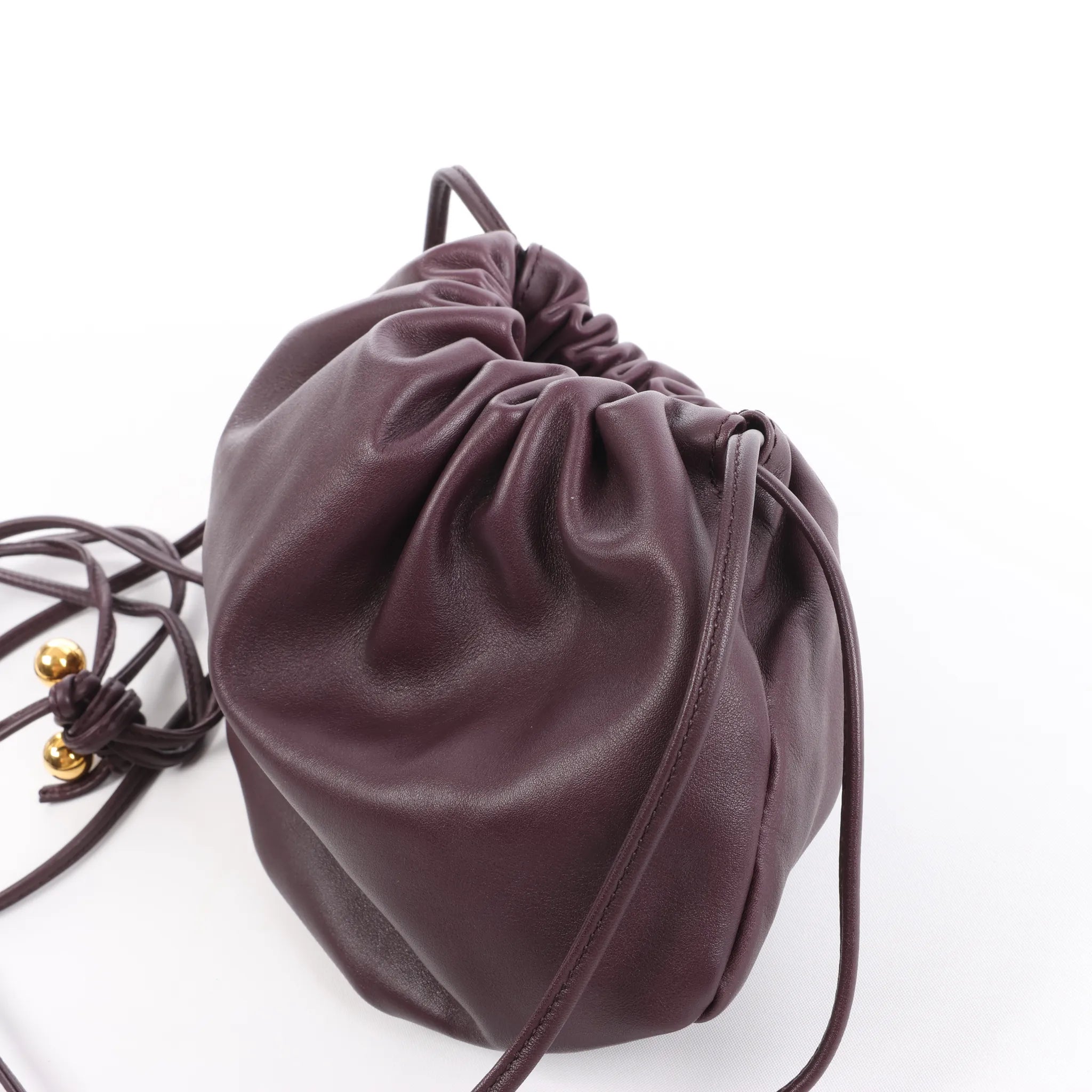 Bottega Veneta The Pouch Mini Leather Crossbody Bag in Burgundy