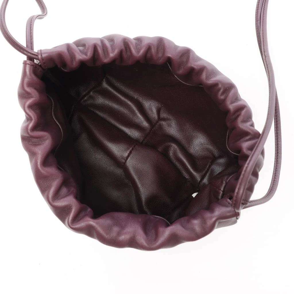 Bottega Veneta The Pouch Mini Leather Crossbody Bag in Burgundy