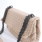 Bottega Veneta Olympia Intrecciato Leather Chain Shoulder Bag in Beige