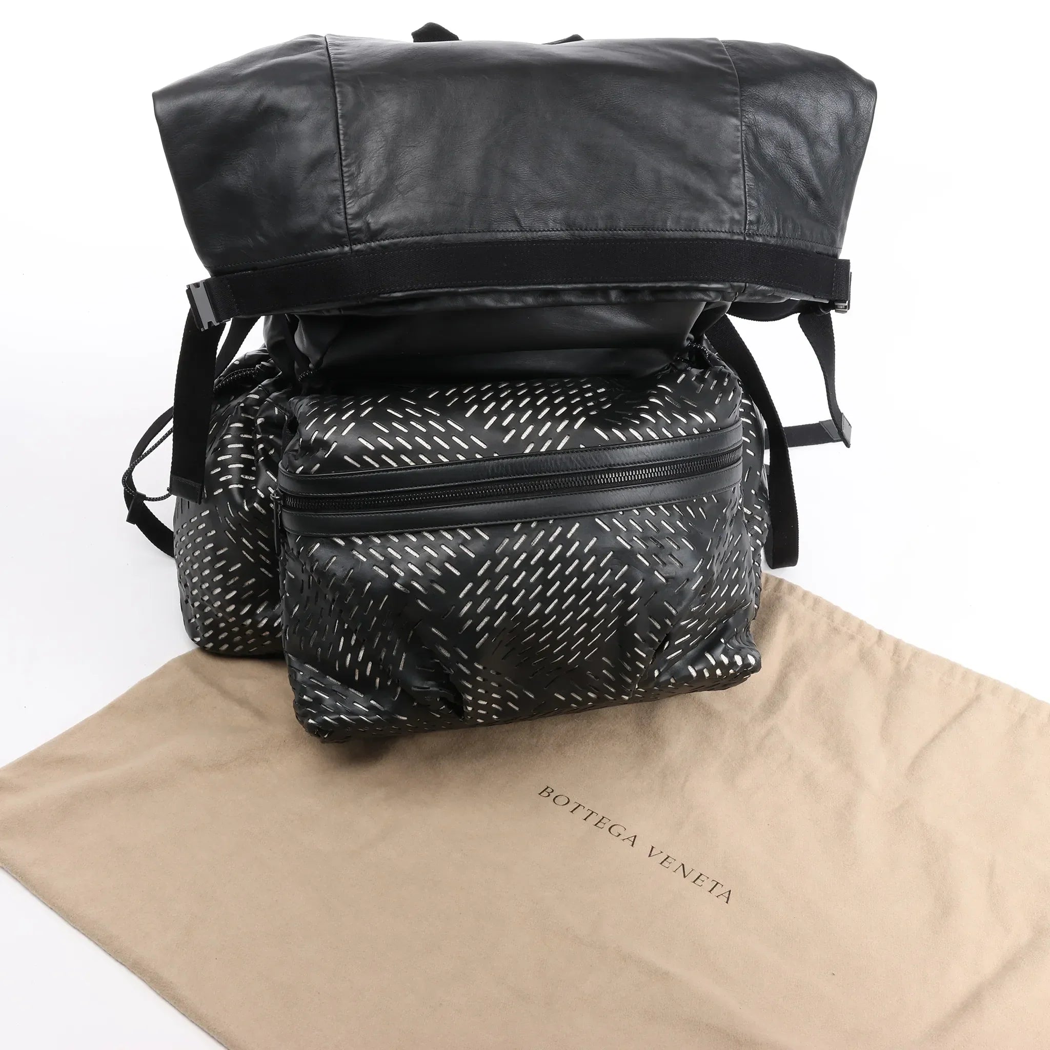 Bottega Veneta Perforated Leather Backpack in Black