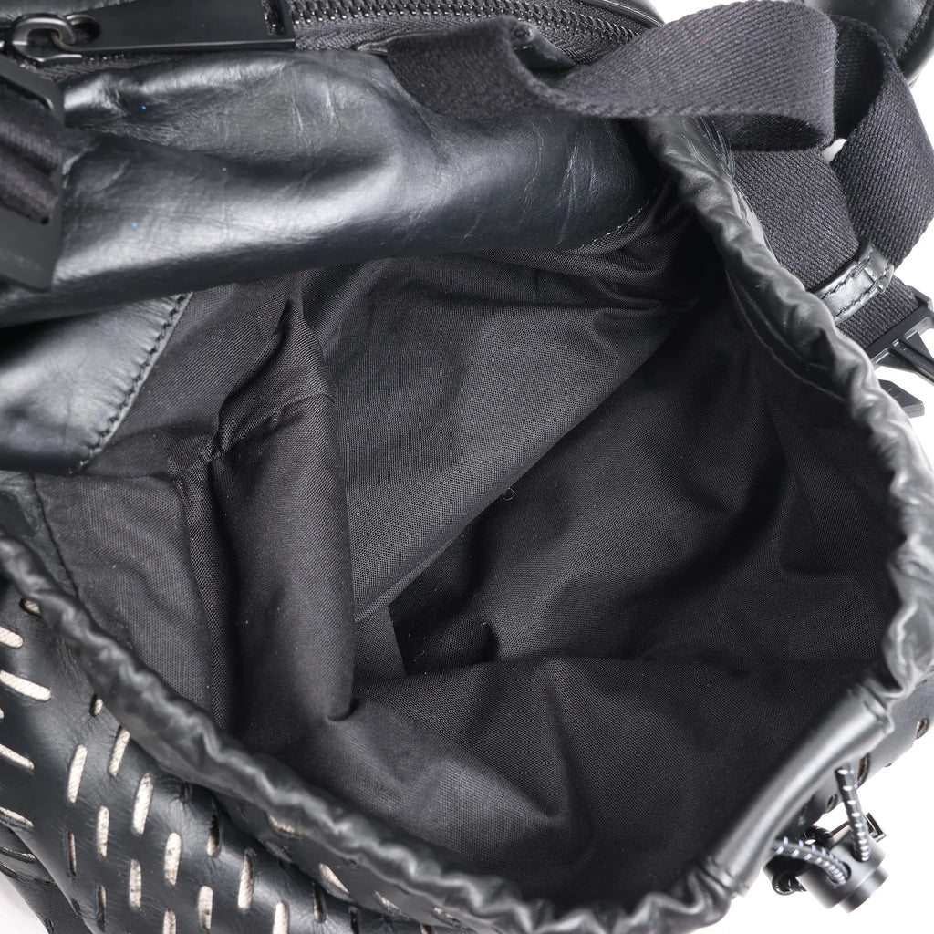 Bottega Veneta Perforated Leather Backpack in Black