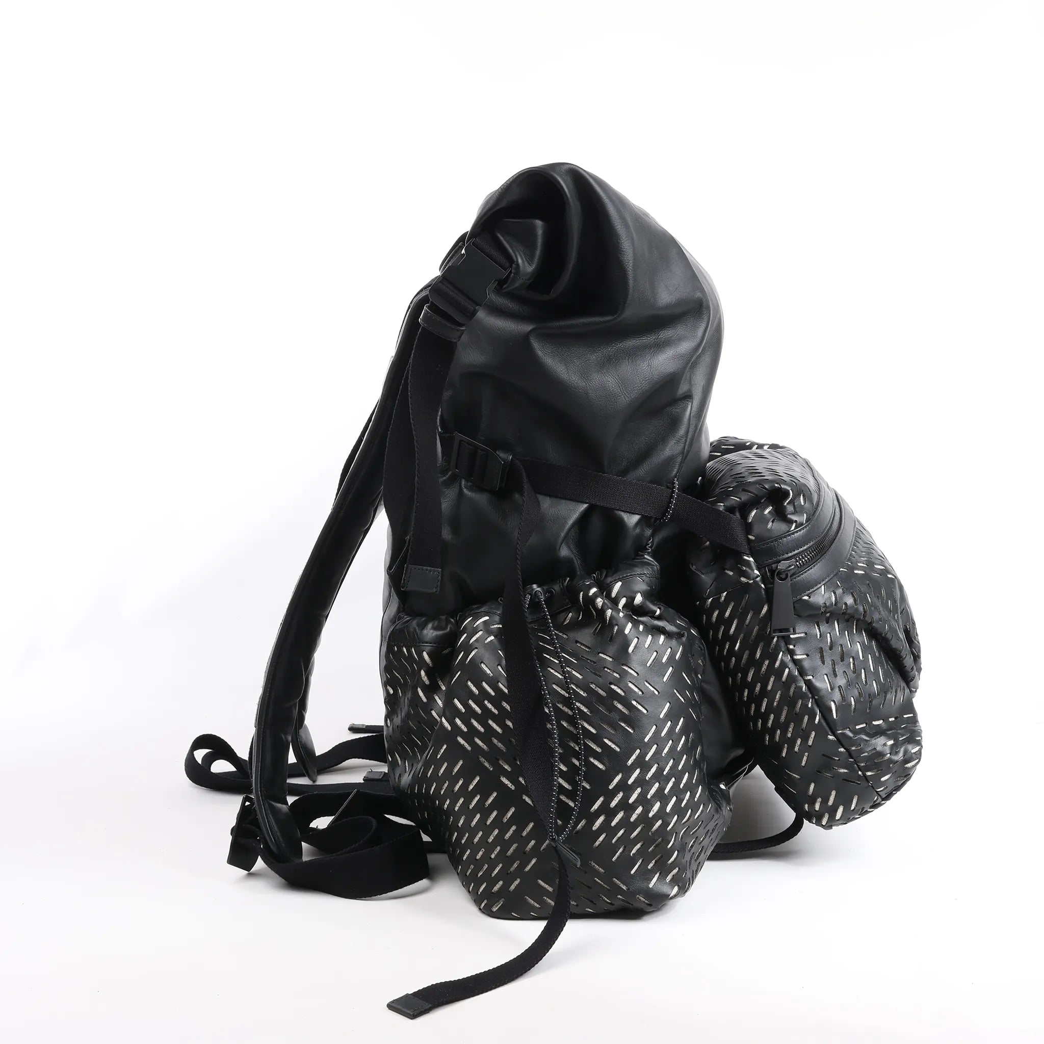 Bottega Veneta Perforated Leather Backpack in Black
