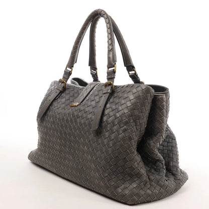 Bottega Veneta Intrecciato Roma Leather Handbag in Gray