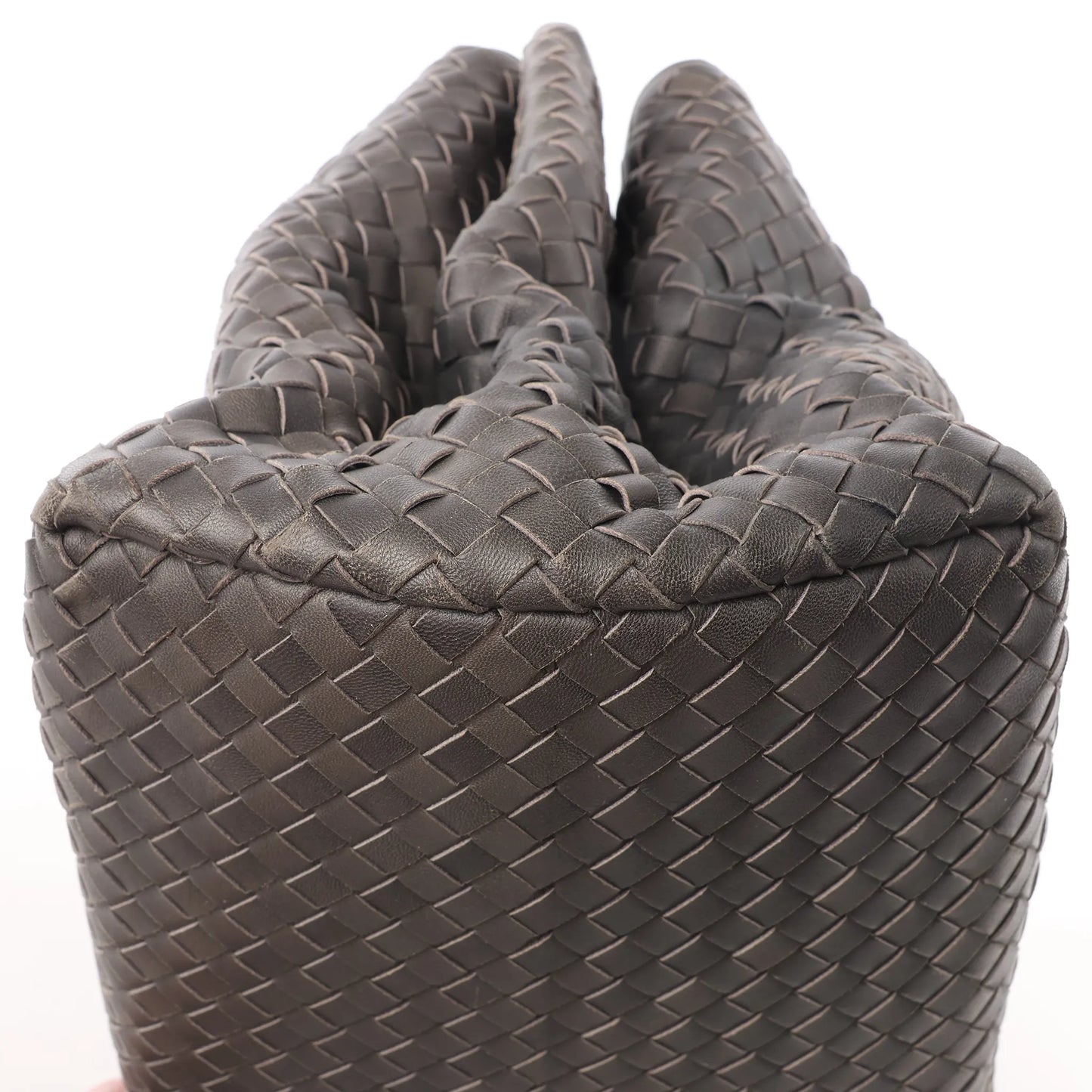 Bottega Veneta Intrecciato Roma Leather Handbag in Gray