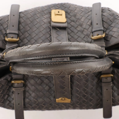 Bottega Veneta Intrecciato Roma Leather Handbag in Gray