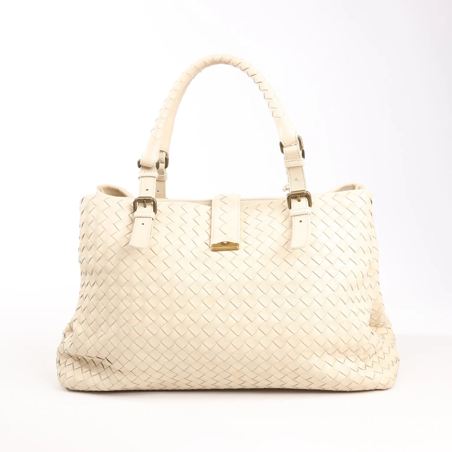 Bottega Veneta Intrecciato Roma Leather Handbag in Beige 171265