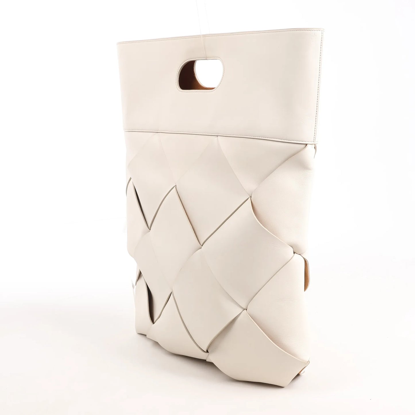 Bottega Veneta Slip Maxi Intrecciato Leather Handbag in White