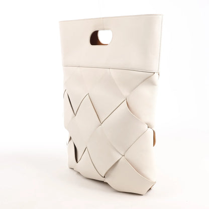 Bottega Veneta Slip Maxi Intrecciato Leather Handbag in White