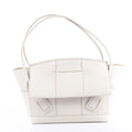 Bottega Veneta Arco Leather Maxi Intrecciato Handbag in White