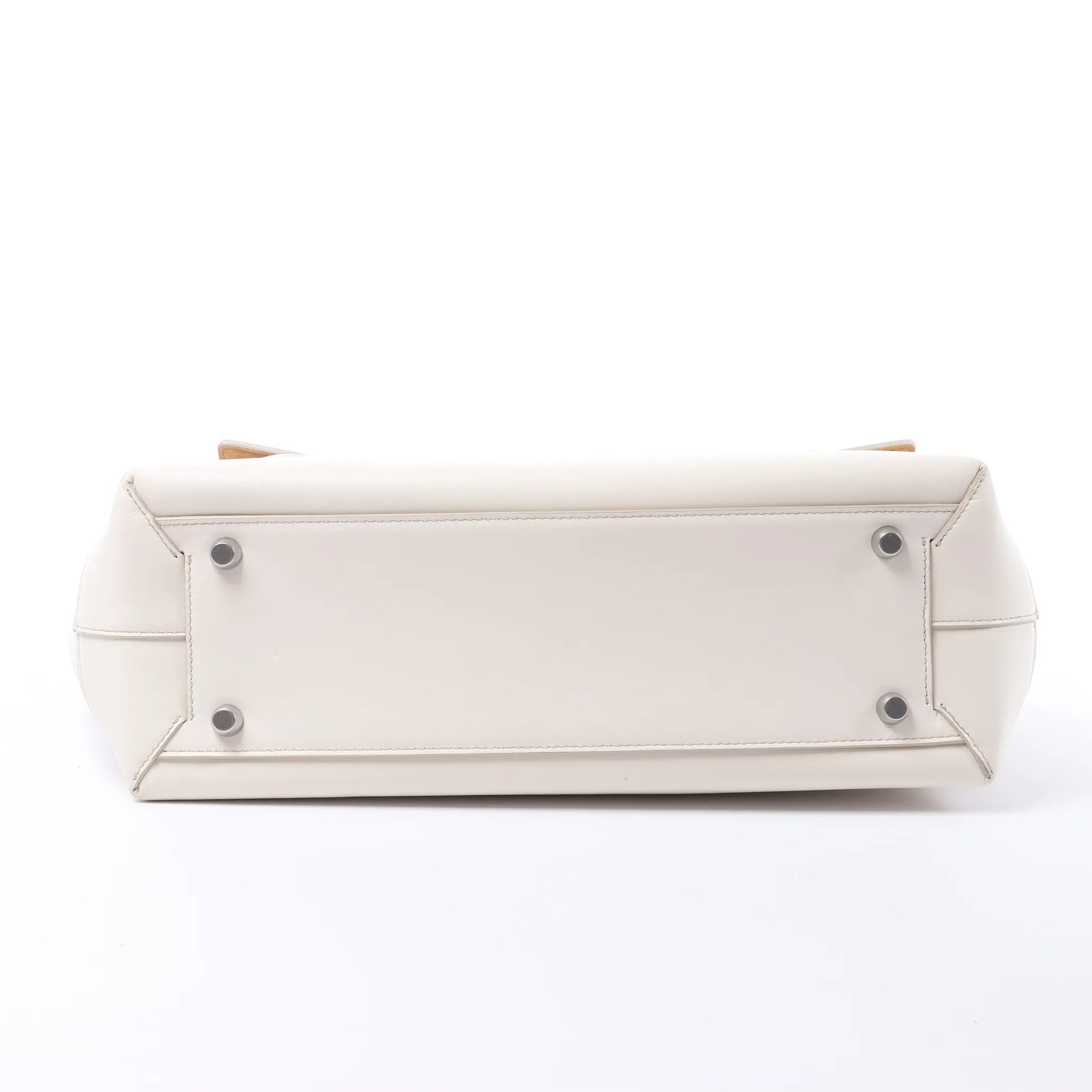 Bottega Veneta Arco Leather Maxi Intrecciato Handbag in White