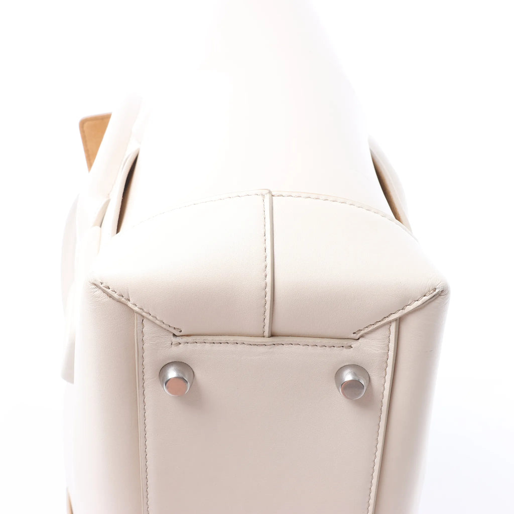 Bottega Veneta Arco Leather Maxi Intrecciato Handbag in White