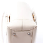Bottega Veneta Arco Leather Maxi Intrecciato Handbag in White