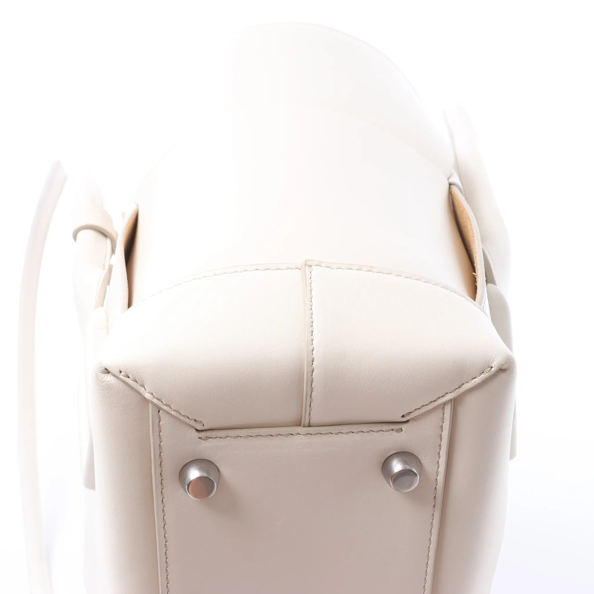 Bottega Veneta Arco Leather Maxi Intrecciato Handbag in White