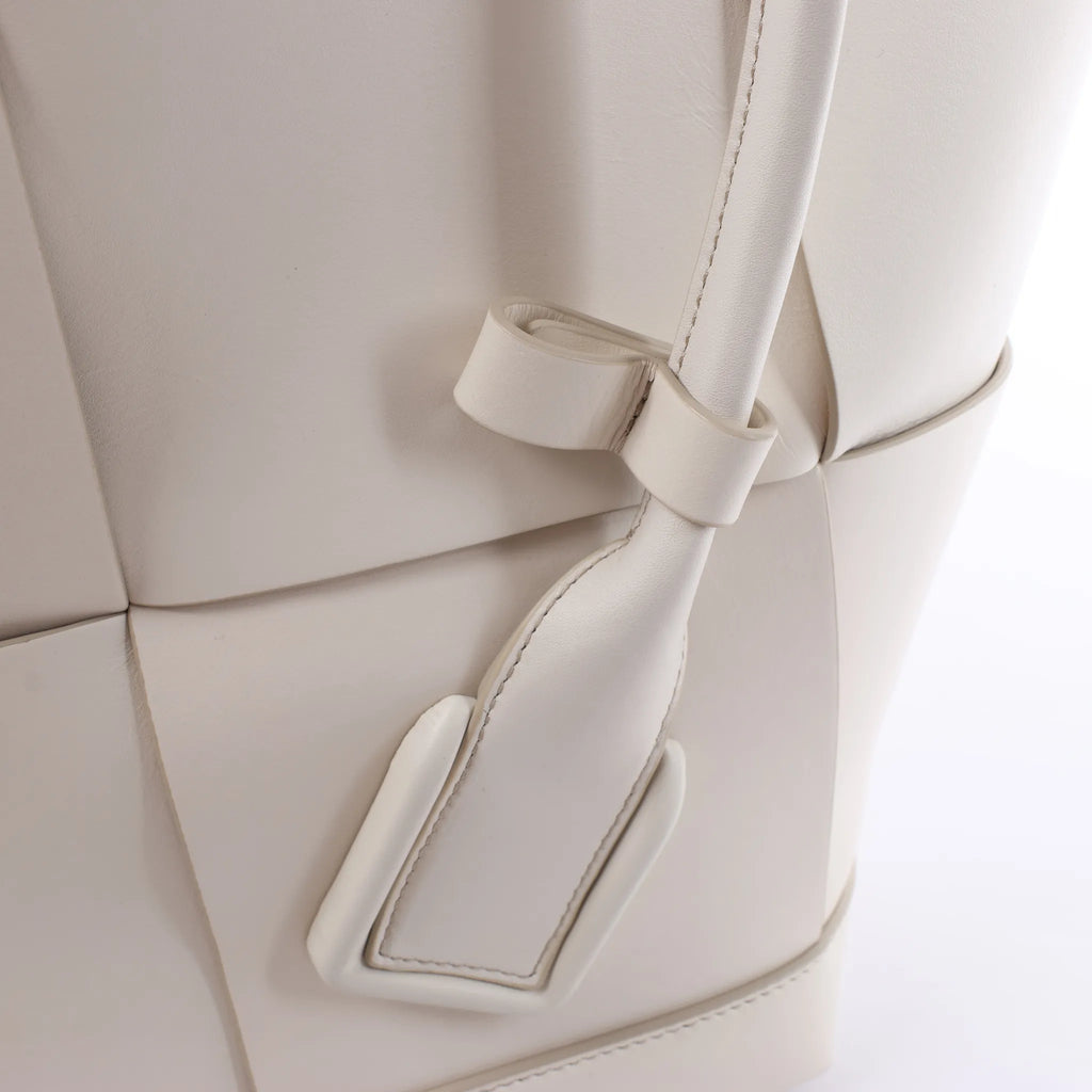 Bottega Veneta Arco Leather Maxi Intrecciato Handbag in White